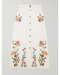 Valentino Garavani - Sequin-Embellished Embroidered Denim Maxi Skirt - Lyst