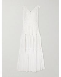 Chloé - Bow-Detailed Tiered Broderie Anglaise Cotton Maxi Dress - Lyst