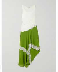 Christopher Esber - Asymmetric Lace-Trimmed Ruched Stretch-Jersey And Crepe Dress - Lyst