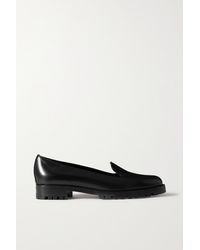 Manolo Blahnik Doratpla Glossed-leather Loafers - Black