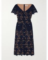 Self-Portrait - Belted Crystal-Embellished Guipure Lace Midi Dress - Lyst
