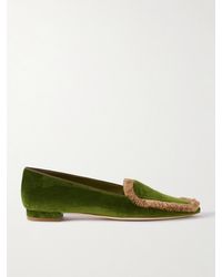 Manolo Blahnik - Agofran Loafers Aus Samt Mit Fransen - Lyst