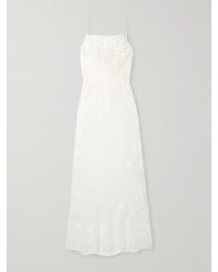 Carine Gilson - Lace-Trimmed Silk-Satin Nightdress - Lyst