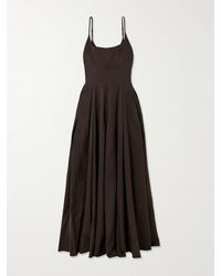 strapless open back dress Women's Calla Drop Waist Box Pleated Rayon Midi Dress S/M/L Cream Mean Blvd L / Cream