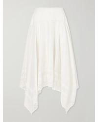 STAUD - Ainsley Asymmetric Lace-Trimmed Cotton-Voile Maxi Skirt - Lyst