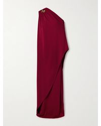 Oscar de la Renta - One-Shoulder Embellished Draped Cady Gown - Lyst