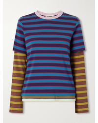 STAUD - Dillon Layered Striped Stretch Cotton-Jersey T-Shirt - Lyst
