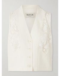 Maison Mayle - Ines Lace-Trimmed Wool-Twill Vest - Lyst
