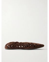 Alaïa - Neo Vienne Perforated Suede Ballet Flats - Lyst