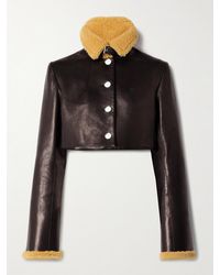 KHAITE - Jodie Cropped Shearling-Trimmed Leather Jacket - Lyst