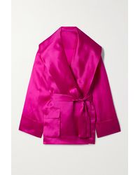 Sergio Hudson Tie Front Silk Organza Jacket in Magenta (Pink) | Lyst