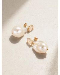 Mateo - 14-Karat, Pearl And Rose Quartz Earrings - Lyst