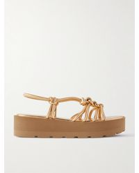 Gianvito Rossi - Sandales Plates-Formes En Cuir Métallisé À Nœuds Hebe 45 - Lyst