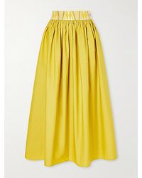 Emporio Sirenuse - Ombretta Embroidered Cotton-Blend Poplin Midi Skirt - Lyst