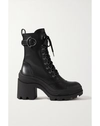 Moncler - Envile Buckled Leather Combat Boots - Lyst