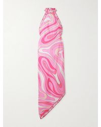 PUCCI - Halterneck Printed Silk-Twill Midi Dress - Lyst