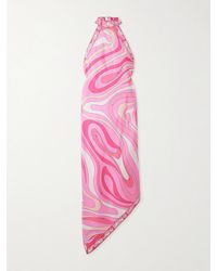 PUCCI - Halterneck Printed Silk-Twill Midi Dress - Lyst
