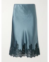 Doen - Elowette Lace-Trimmed Silk-Satin Midi Skirt - Lyst