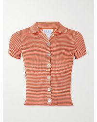Calle Del Mar - Cropped Striped Ribbed-Knit Cardigan - Lyst