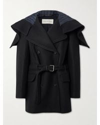 Dries Van Noten - Manteau À Double Boutonnage Et À Capuche En Laine Mélangée À Ceinture - Lyst