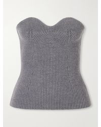 Jil Sander - Strapless Ribbed Wool-Blend Bustier Top - Lyst