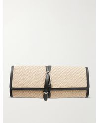 Liffner - Leather-Trimmed Raffia Clutch - Lyst