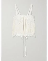 Miguelina - Palmer Cropped Guipure Lace-Trimmed Cotton-Blend Top - Lyst