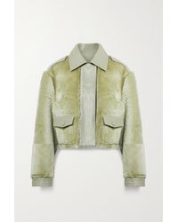 REMAIN Birger Christensen Marlona Leather-trimmed Shearling Jacket - Green
