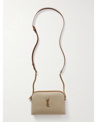 Saint Laurent - Gaby Mini Schultertasche Aus Canvas Mit Lederbesätzen Und Verzierung - Lyst
