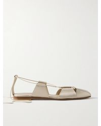 Le Monde Beryl - Greek Lace-Up Silk-Satin Ballet Flats - Lyst
