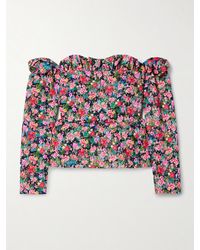 Kika Vargas - Jacqueline Off-The-Shoulder Floral-Print Woven Peplum Top - Lyst