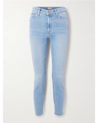 Mother - The Dazzler Ankle Halbhohe Jeans Mit Schmalem Bein Und Fransen - Lyst