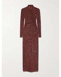 Stella McCartney - Ruched Polka-Dot Mesh Midi Dress - Lyst