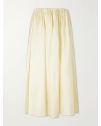 Abadia - Elodie Pleated Duchesse-Satin Midi Skirt - Lyst