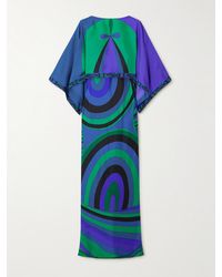 PUCCI - Layered Printed Silk-Twill Maxi Dress - Lyst