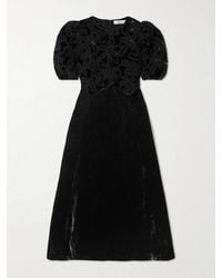 Sea - Alice Embroidered Lace-Trimmed Velvet Midi Dress - Lyst