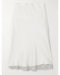 Kallmeyer - Nola Silk Chiffon-Trimmed Satin Midi Skirt - Lyst