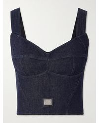 Dolce & Gabbana - Picot-Trimmed Denim Bustier Top - Lyst