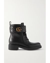 Gucci Bottines En Cuir À Logo Marmont - Noir