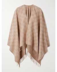 Gucci - Fringed Logo-Jacquard Metallic Cashmere-Blend Wrap - Lyst