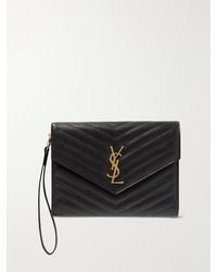 Saint Laurent - Monogramme Quilted Textured-Leather Pouch - Lyst