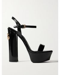 Dolce & Gabbana - Keira Logo-Embellished Patent-Leather Platform Sandals - Lyst