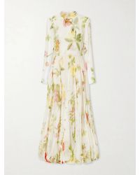 Oscar de la Renta - Chiné Dominican Floral-Print Silk-Chiffon Gown - Lyst