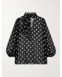 Dolce & Gabbana - Pussy-Bow Polka-Dot Silk-Chiffon Blouse - Lyst