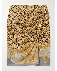 Versace - Gathered Printed Jersey Skirt - Lyst