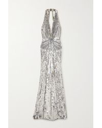 Jenny Packham Mars Embellished Tulle Halterneck Gown - Metallic