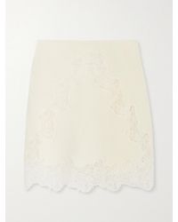 Chloé - Guipure Lace-Paneled Ribbed Wool Mini Skirt - Lyst
