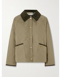 Barbour - Anise Corduroy-Trimmed Cropped Quilted Shell Jacket - Lyst