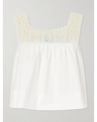Calle Del Mar - Heirloom Lace-Trimmed Cotton-Poplin Top - Lyst