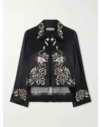 Bode - Phantasm Fringed Embroidered Silk-Satin Jacket - Lyst